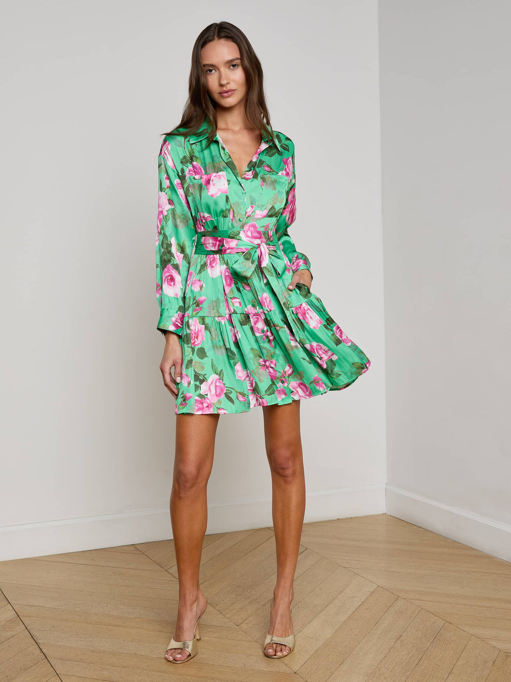 Virlen Satin Shirt Dress